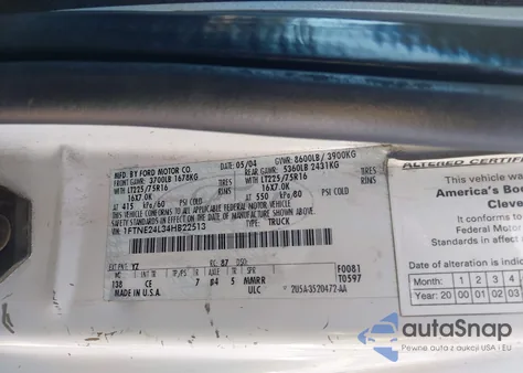 2004 Ford E-250 Commercial/Recreational from USA, damaged, VIN 1FTNE24L34HB22513